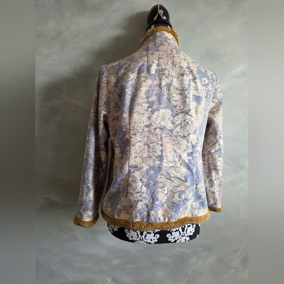 Chinese Style Womens Faux Fur Trim Embroidered Jacket Stand Collar Knot Closure - Picture 7 of 13